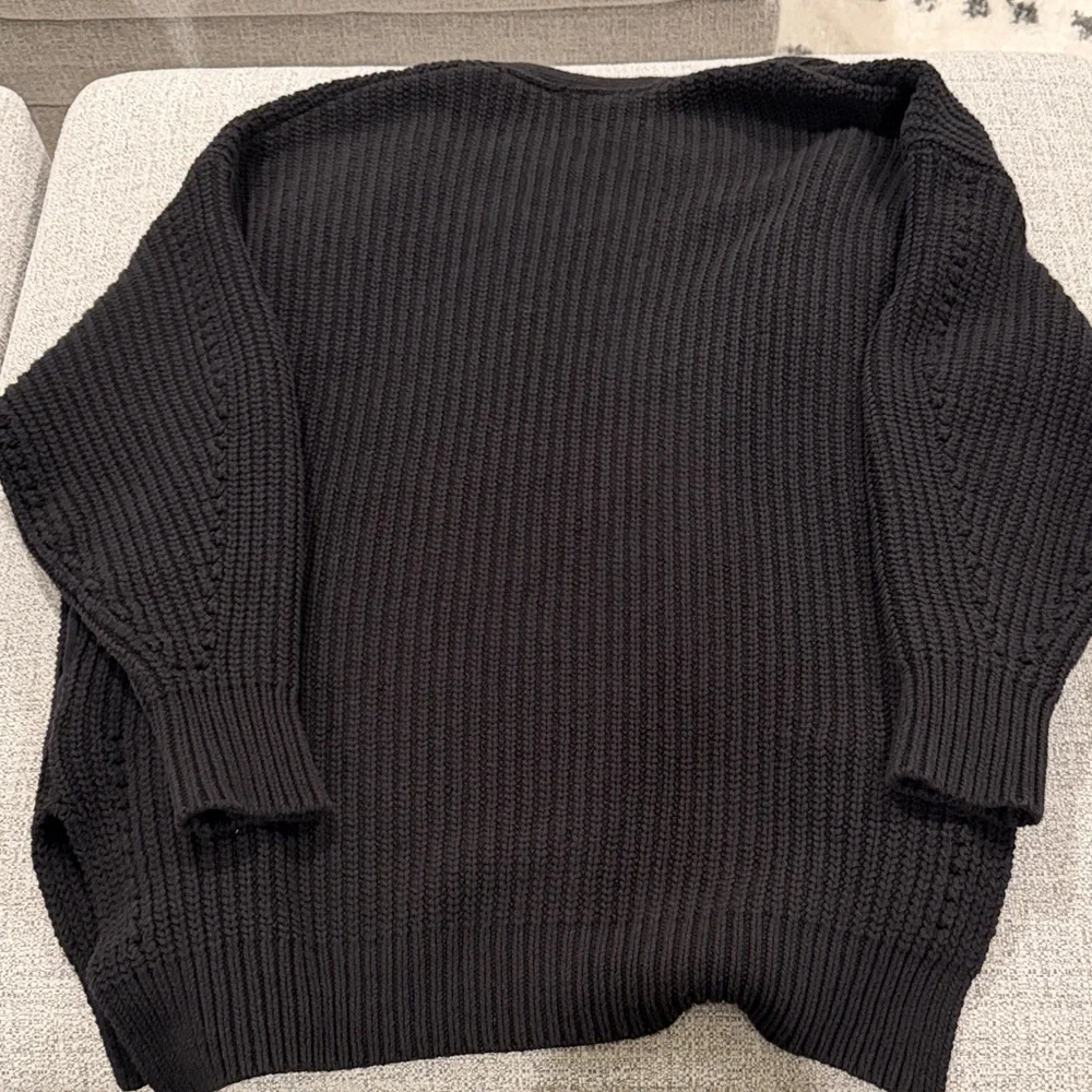 Free People Black Chunky Open-Front Knit Cardigan - Picture 5 of 6